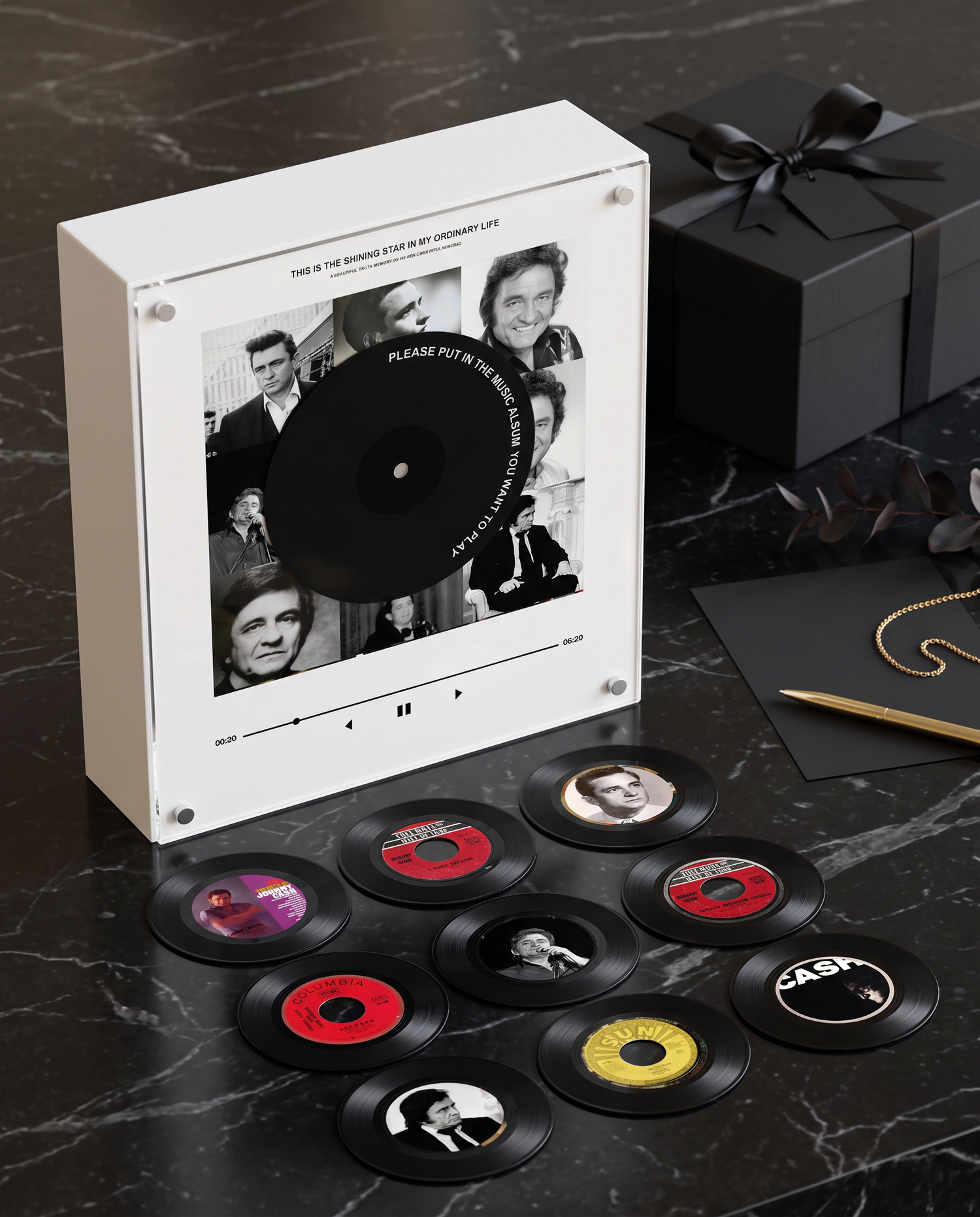 Johnny Cash music player box – marble gift scene