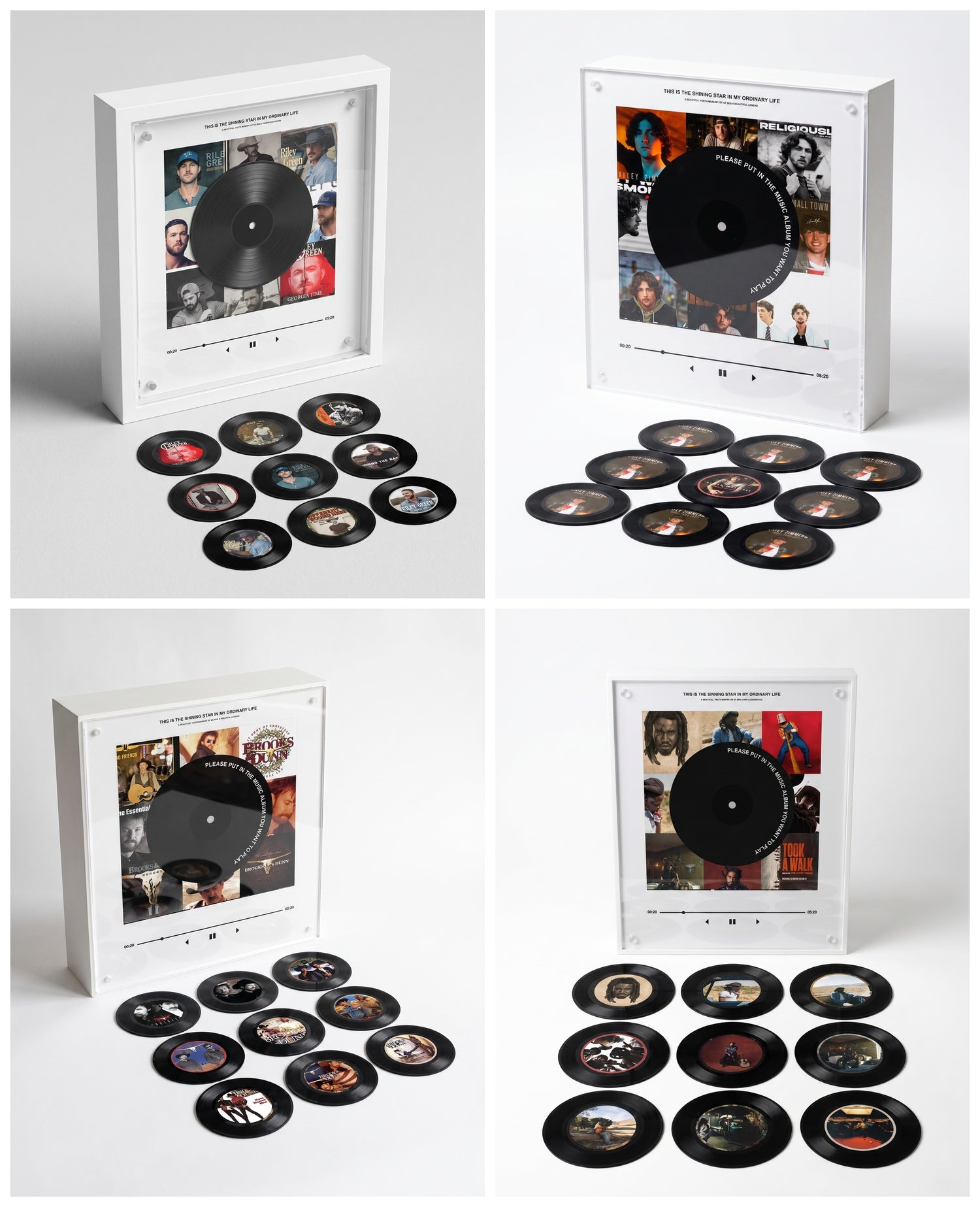 Four Backroad Spins music player boxes, different artists