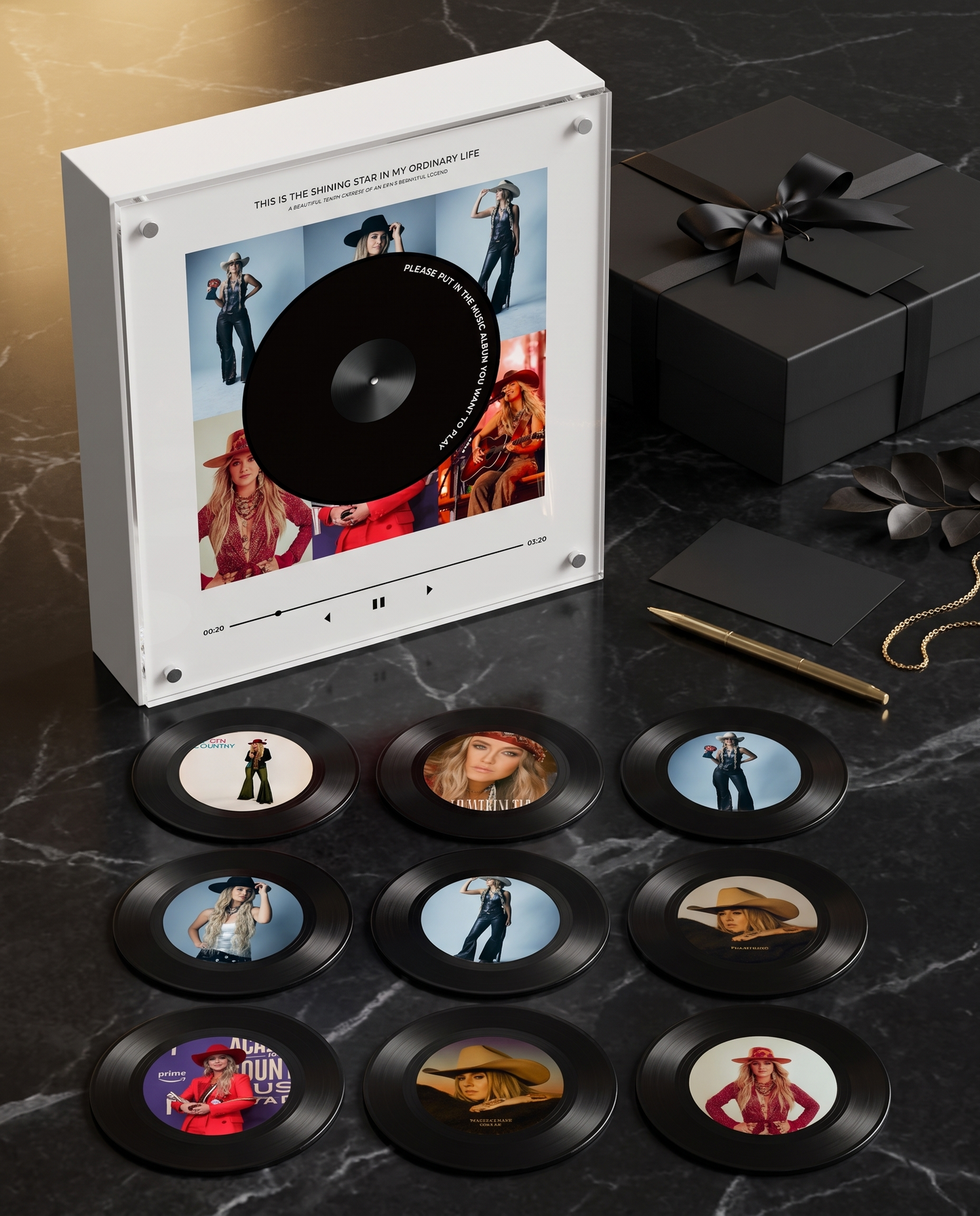L.W. – Bell Bottom Country music player, black marble gifting